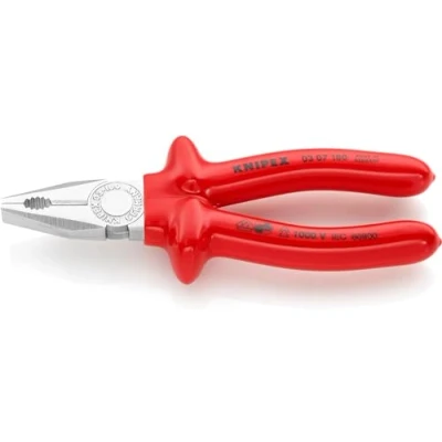 Imagen de Knipex Alicate universal cromado, aislados por inmersión en plástico reforzado, según norma VDE 180 mm 03 07
