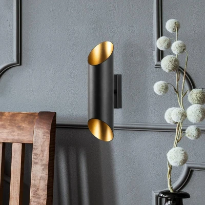 Imagen de Aplique de corte diagonal Echo 40cm Metal negro y dorado Menzzo