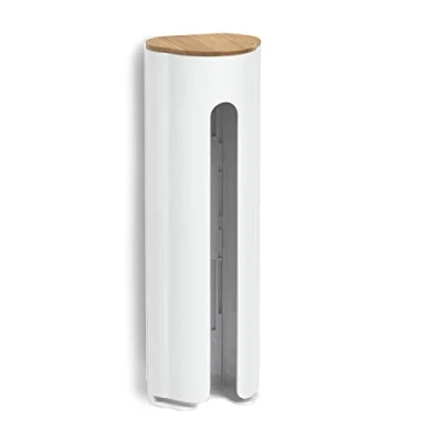 Imagen de Zeller 18884 Dispensador de discos algodón (ABS/bambú, aprox. 8 x 6,5 25 cm), color blanco