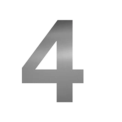 Imagen de Números adhesivos, n.º 4, en color plateado, altura de 10 cm, autoadhesivo para número casa, pegar exteriores, buzón, puerta, resistente a la intemperie, kfz_675_4