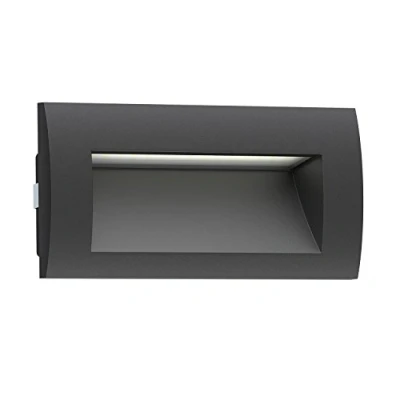 Imagen de ledscom.de Aplique empotrable LED ZIBAL, downlight para exteriores, IP65, negro mate, 140 x 70mm, 3,3 W, 209lm, blanco cálido, empotrable, pared exterior, de casa, terraza, jardín, balcón,