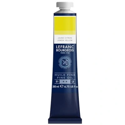Imagen de Lefranc Bourgeois 301807 Pintura al óleo fina de calidad, resistente a la luz y consistencia uniforme, tubo 200 ml, ideal para lienzos tableros pintura, Limon amarillo