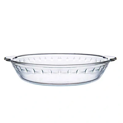 Imagen de NUTRIUPS Plato Eedondo de Vidrio para Hornear con Asa, Servir Pasteles, Alta Resistencia al Calor, Moldes Tartas, Flan (22x18,52x4,5 cm)