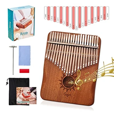 Imagen de Kalimba piano de Pulgar Marimba 21 teclas con instrucciones estudio y Martillo afinación, dedo madera africano portátil para niños adultos principiantes Afinación