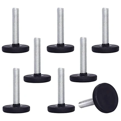 Imagen de SKIR&#039;CO 8 piezas, patas niveladoras de muebles M8 x 40 mm, redondas metal ajustables, vástago roscado, pie deslizante nivelador