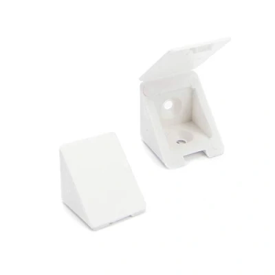 Imagen de 40 x sossai® Conector de muebles/conector angular con tapa BT1, 2 agujeros Color: blanco Material: plástico