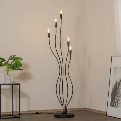 Imagen de Procini Lámpara de pie 5 luces H155cm Metal Negro Menzzo