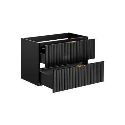 Imagen de PIASKI Mueble de Lavabo 80 cm ADEL Black, con encimera o Empotrado, Negro,Muebles baño (Solo Mueble)