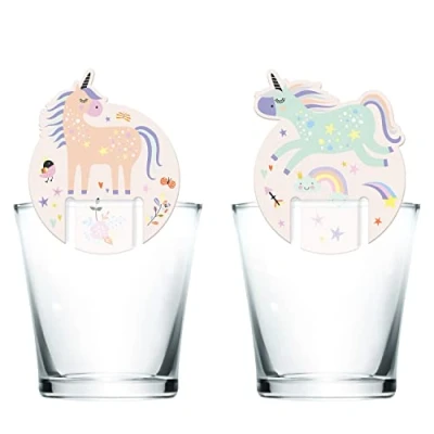 Imagen de Folat Unicornios 68309 Rotuladores de Vidrio Unicorns &amp; Rainbows 6 Piezas, Multicolor