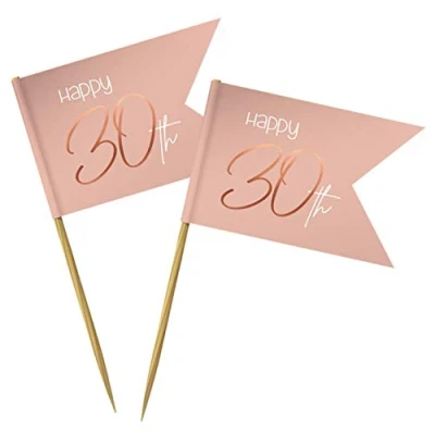 Imagen de Folat Party Pickers Elegante Rubor exuberante años 36 piezas, color rosado, Número 30 (67830)