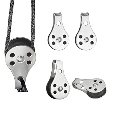 Imagen de 4 Piezas Polea Única Acero Inoxidable, Rueda de Simple Plata, Bloque Giratoria, Bloques Polea, para grandes kayaks, canoas, fábricas, edificios, etc.