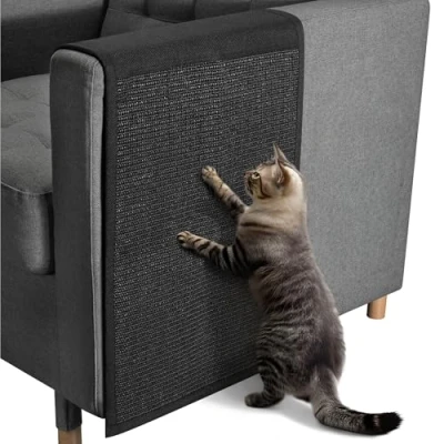 Imagen de Navaris Rascador para Gatos con Organizador Protector de Sofá Bolsillos contra Arañazos Gato Perro Afilador Uñas Sisal Negro