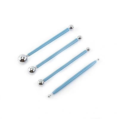 Imagen de Walfront Juego de 4 Herramientas Modelado Bolas, 8 Bolas Acero Inoxidable, para Modelar Punteados, Arcilla, Cerámica, Tallar Repujado