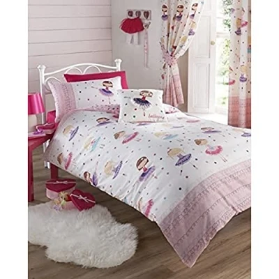 Imagen de Kids Club Juego de Cama Infantil, Incluye Funda edredón y Fundas Almohada, diseño Bailarina, Color Rosa