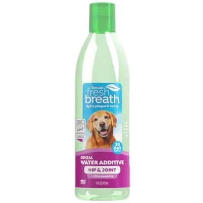 Imagen de TropiClean Refrescante Bucal para Perros Aditivo el Agua Perros, Mascotas, Gatos I Sin Cepillado Combate la Placa y Sarro Con Glucosamina Cuidar las Articulaciones 473 ml