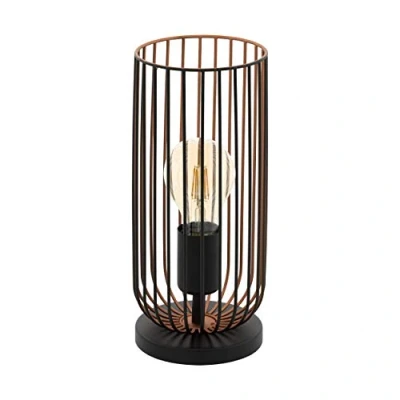 Imagen de EGLO Roccamena lámpara de mesa 1 foco, mesilla noche estilo vintage industrial, metal en negro y cobre, casquillo E27