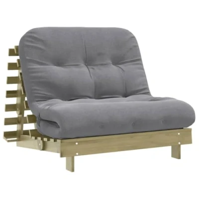 Imagen de vidaXL futón sofá Cama con colchón Madera impregnada Pino 100x206x11cm, Japonesa, colchón, de Suelo Japonesa