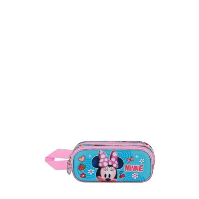 Imagen de Disney Minnie Mouse Happiness Estuche Portatodo 3D Doble, Azul, 22 x 10 cm