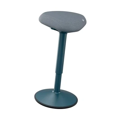 Imagen de Leitz Ergo Taburete Ergonómco con Acolchado Doble, Altura Ajustable 57 a 82cm para Trabajar de Pie, Cubierta Fabricada un 100% Material Reciclado Post Consumo, Gris Oscuro, 65450089