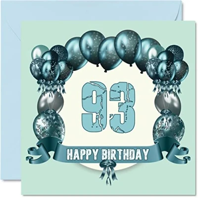 Imagen de Divertidas tarjetas de cumpleaños 93 para hombres, globos cumpleaños, tarjeta feliz bisabuelo, papá, abuela, mamá, niñera, gran abuelo,