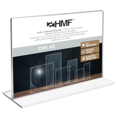Imagen de HMF 46923 Soporte de Sobremesa recto Acrílico DIN A6 Apaisado Transparente