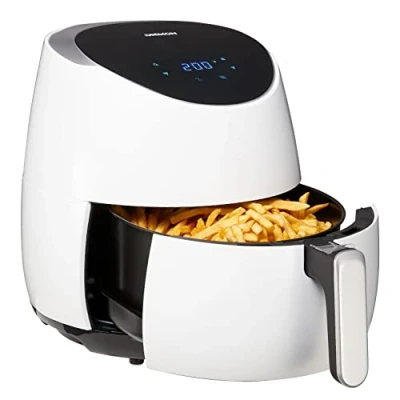 Imagen de MEDION Freidora de aire caliente XXL con 2000 W (capacidad 5 L, pantalla digital, prácticamente no necesita aceite, control temperatura hasta 200C, MD 19279) blanco