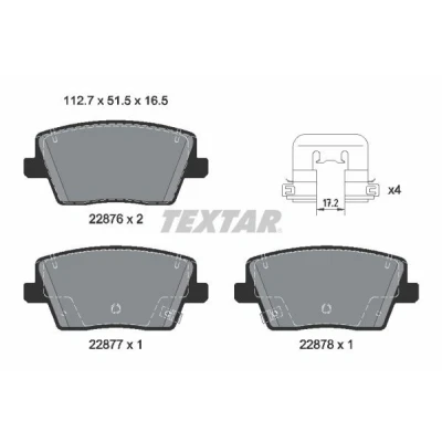 Imagen de TEXTAR 2287601 Juego de pastillas freno con contacto avisador desgaste accesorios HYUNDAI: i30 III Hatchback, Fastback