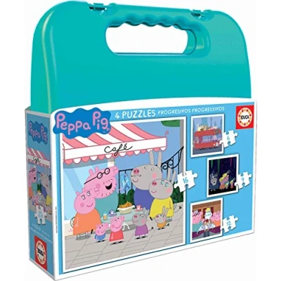 Imagen de Educa Peppa Pig Set de 4 Puzzles Infantiles progresivos 6 a 12 Piezas. Medida aproximada una Vez montados: 16 x cm. Recomendados Partir 3 años (18112)
