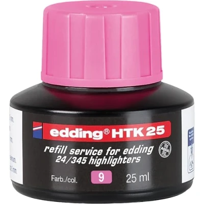 Imagen de Tinta de recambio edding HTK 25 rosa ml con sistema capilar, ideal para rellenar forma limpia y sin complicaciones los marcadores fluorescentes e 345 24