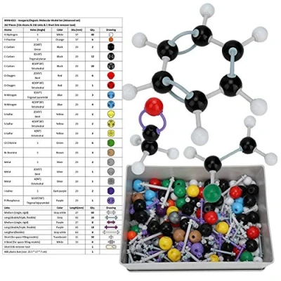 Imagen de Modelos Moleculares Química 267 Pcs Molecular Orgánica Estructura inorgánica Kit Atom Enlace Set de Modelo for el Profesor Estudiante