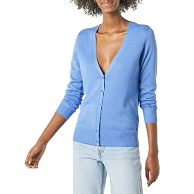 Imagen de Amazon Essentials Jersey Ligero con Cuello de Pico (Disponible en Tallas Grandes) Mujer, Azul, M