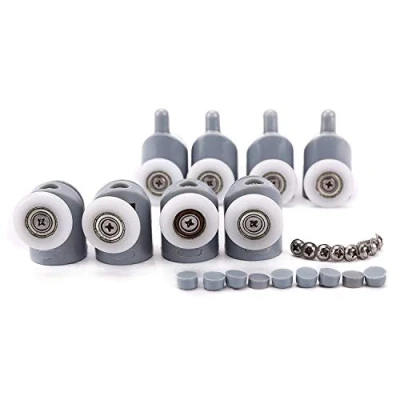 Imagen de Rodillos de Puerta Ducha, Lance Home 4pcs Superior e Inferior Rodamientos Baño Corredera Cristal 25mm Diámetro Ruedas Corredores Reemplazos
