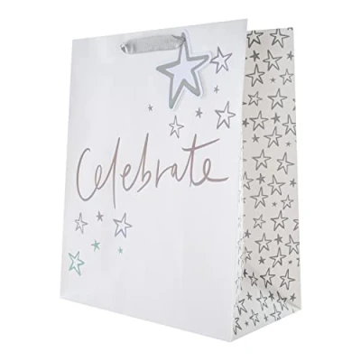 Imagen de Hallmark Bolsa de regalo grande para múltiples ocasiones, diseño holográfico texto aluminio