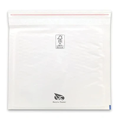 Imagen de RAYLU PAPER Pack de 10 Sobres Acolchados Burbujas Kraft con Cierre Autoadhesivo, para Envíos color Blanco (180 x 160 mm (CD))
