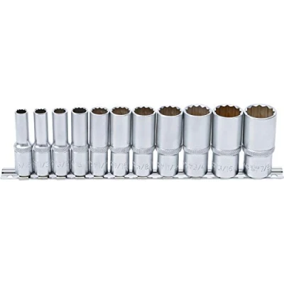 Imagen de BGS 6859 Juego de llaves vaso 12 caras, largas entrada 10 mm (3/8&quot;) medidas en pulgadas 11 piezas