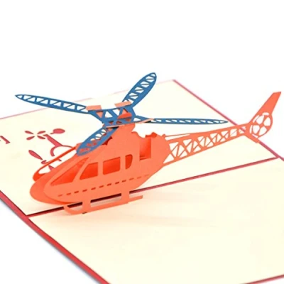 Imagen de Medigy 3D Pop Up tarjetas de felicitación en blanco helicóptero para la mayoría Occastions azul