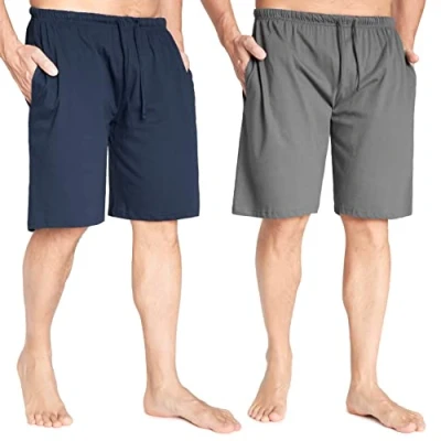 Imagen de CityComfort Cómodos Pantalones Cortos Pijama para Hombres, Pack de 2 Piezas (XL, Carbón/Azul Marino)