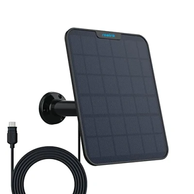 Imagen de [Versión Actualizada 2023] Reolink 6W Panel Solar (Negro) para Cámara Vigilancia Inalámbrica con Batería, Fuente de Alimentación Continua, Impermeable, 360 Montaje Ajustable(con Cable 4m)