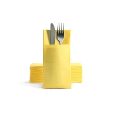 Imagen de Alvotex Chic Airlaid 50 servilletas Desechables para Cubiertos (39 x 40 cm), Color Amarillo