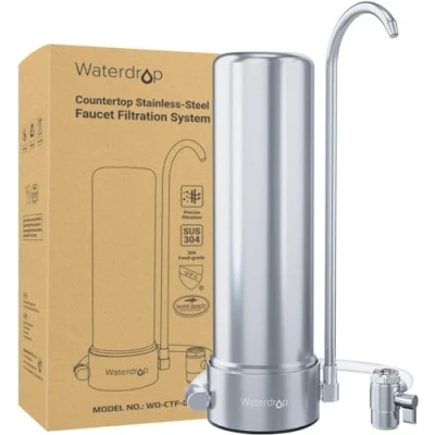 Imagen de Waterdrop WD CTF 01 Filtro de Agua para Encimera, 5 Etapas Acero Inoxidable, 8000 Galones Grifo, Reduce el 99% Cloro, Metales Pesados, Mal Sabor (1 Incluido)