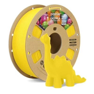 Imagen de OVERTURE PLA Easy 1.75mm Filamento 3D para Principiantes, Extrusión Suave y Sin Deformaciones, 1kg Carrete de Cartón, +/ 0.02mm, Compatible con Impresoras FDM (Amarillo Easy)