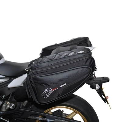 Imagen de Oxford P50R OL315 Bolsa Lateral para Moto con Red de Carga, 50 litros, Color Negro