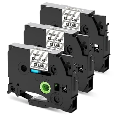 Imagen de MarkField Compatible Cinta de etiquetas Reemplazo para Brother P touch TZ TZe 131 Transparente 12mm x 8m, PT 1005 1080 H105 H101C H100LB/R E100 D200 D400, 3 Pack Clear
