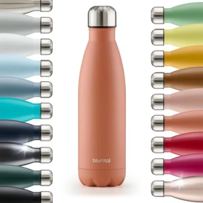 Imagen de Blumtal® botella termica Charles 1 litro sin BPA agua acero inoxidable botellas de aislada termo cameo brown/marrón