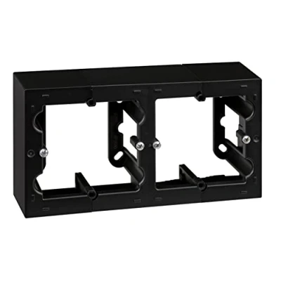 Imagen de Simon Caja de Superficie Doble, Base Enchufe para Empotrar, Serie 10, Apta Interiores (IP20), Fácil Instalar, Dos Elementos, Color Negro