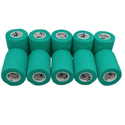 Imagen de PintoMed Venda Cohesiva 6 x VERDE 10 rollos 7,5 cm 4,5 m estirado Vendaje autoadhesiva elástica y flexible, Cinta adhesiva, Vet Wrap, Tape, Primeros auxílios lesiones