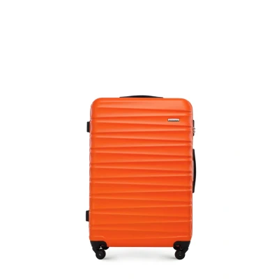 Imagen de WITTCHEN Maleta de Viaje Equipaje Mano Cabina ABS con 4 Ruedas giratorias Cerradura combinación Asa telescópica Groove Line Tamaño L Naranja