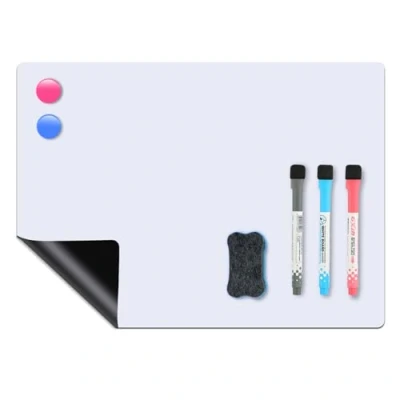 Imagen de pizarra blanca magnética A4 nevera magnetica reutilizable, borrable en blanco con 3 rotuladores y borrador, versátil iman para casa, oficina escuela.