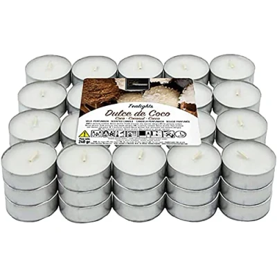 Imagen de Velas de Té Aromáticas perfumadas 4 Horas combustión(Coco, 60 Velas)