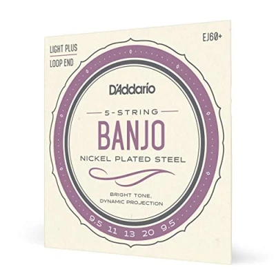 Imagen de D’Addario EJ60+. Cuerdas para banjo de 5 cuerdas, níquel, calibre fino plus, 9,5 20